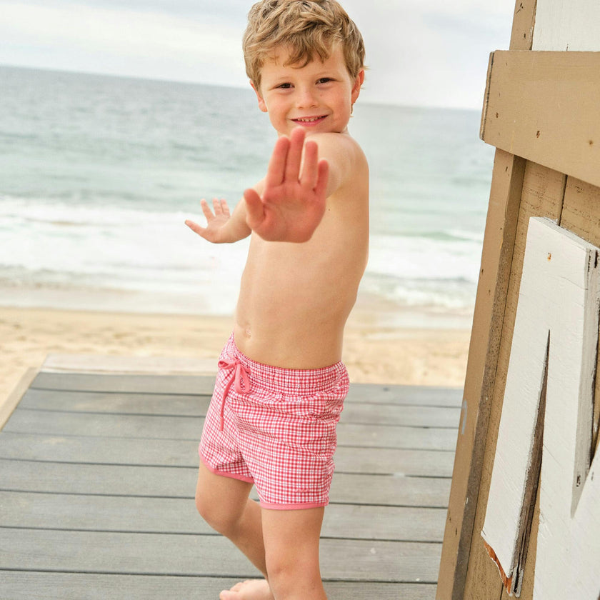 Boys Poppy Gingham Boardie