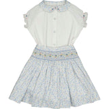 Marie Floral Pink Skirt & Short Sleeve Blouse
