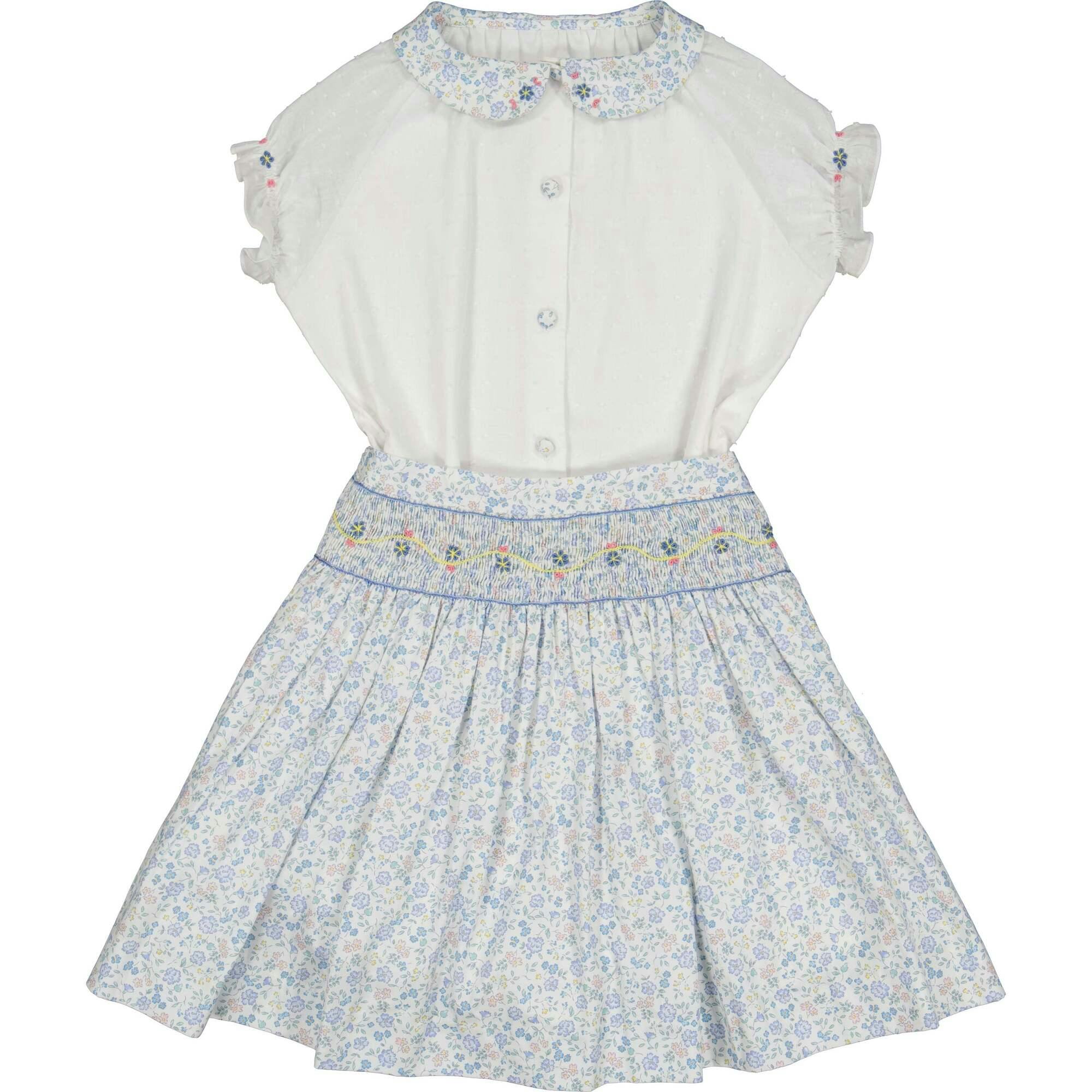 Marie Floral Pink Skirt & Short Sleeve Blouse