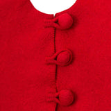 Cream on Red Christmas Tree Skirt in Hand Felted Wool - 72”