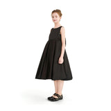 Black Redwooda Satin Bow-Back Dress