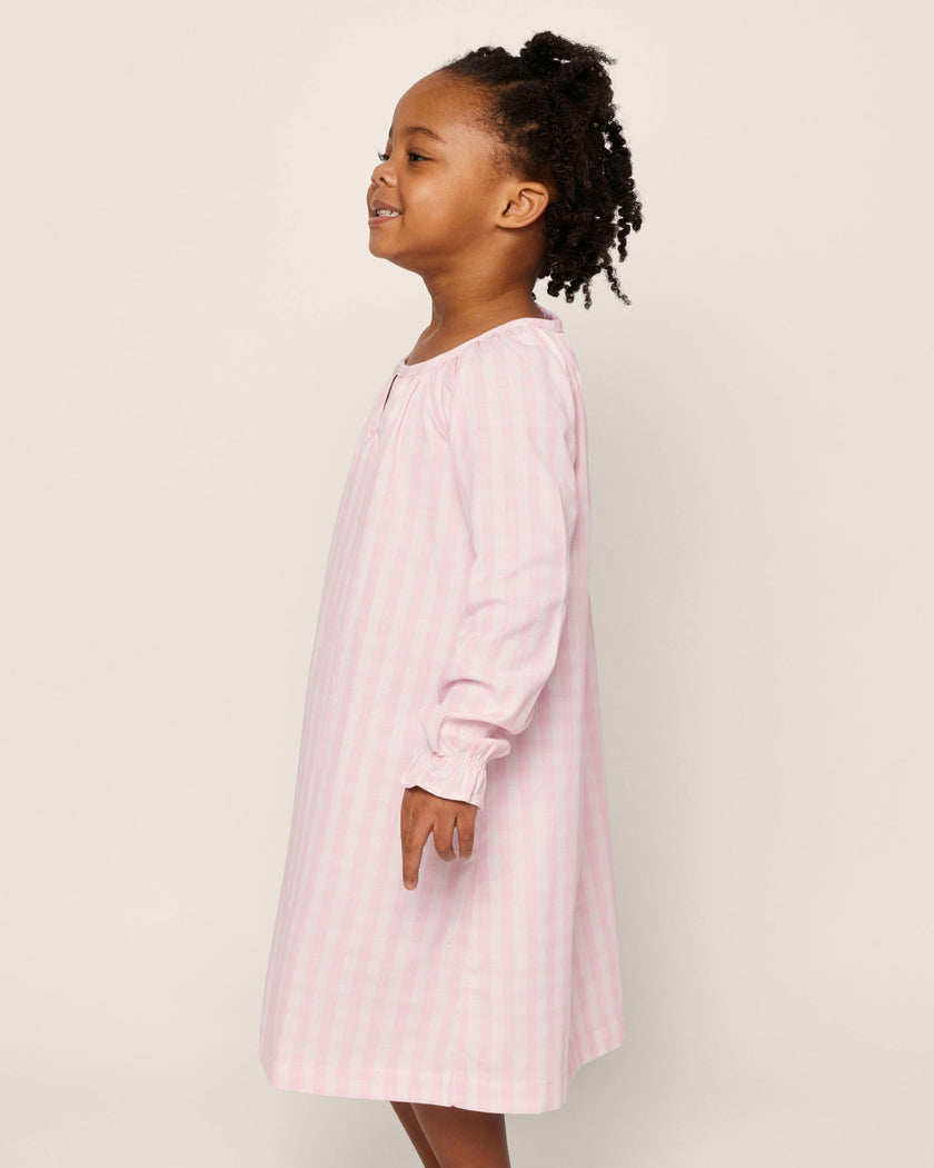Girl's Twill Delphine Nightgown in Pink Gingham