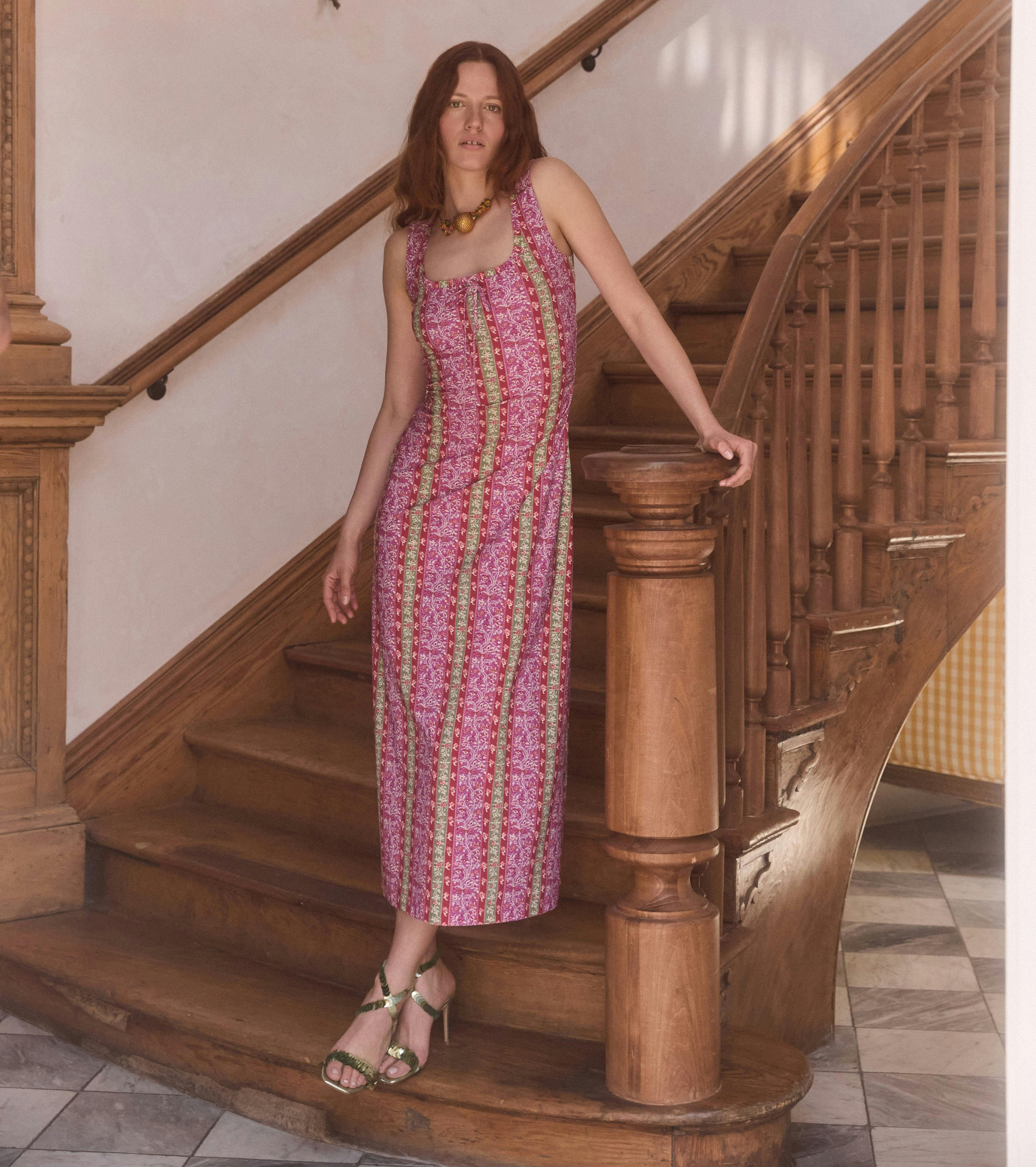 The Coraline Dress - Sunset Etched Floral Stripe – Maisonette