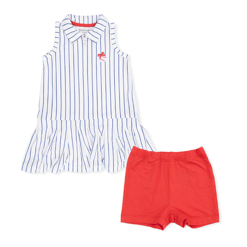Baseball Stripe - Polo Dress with Cartwheel Short