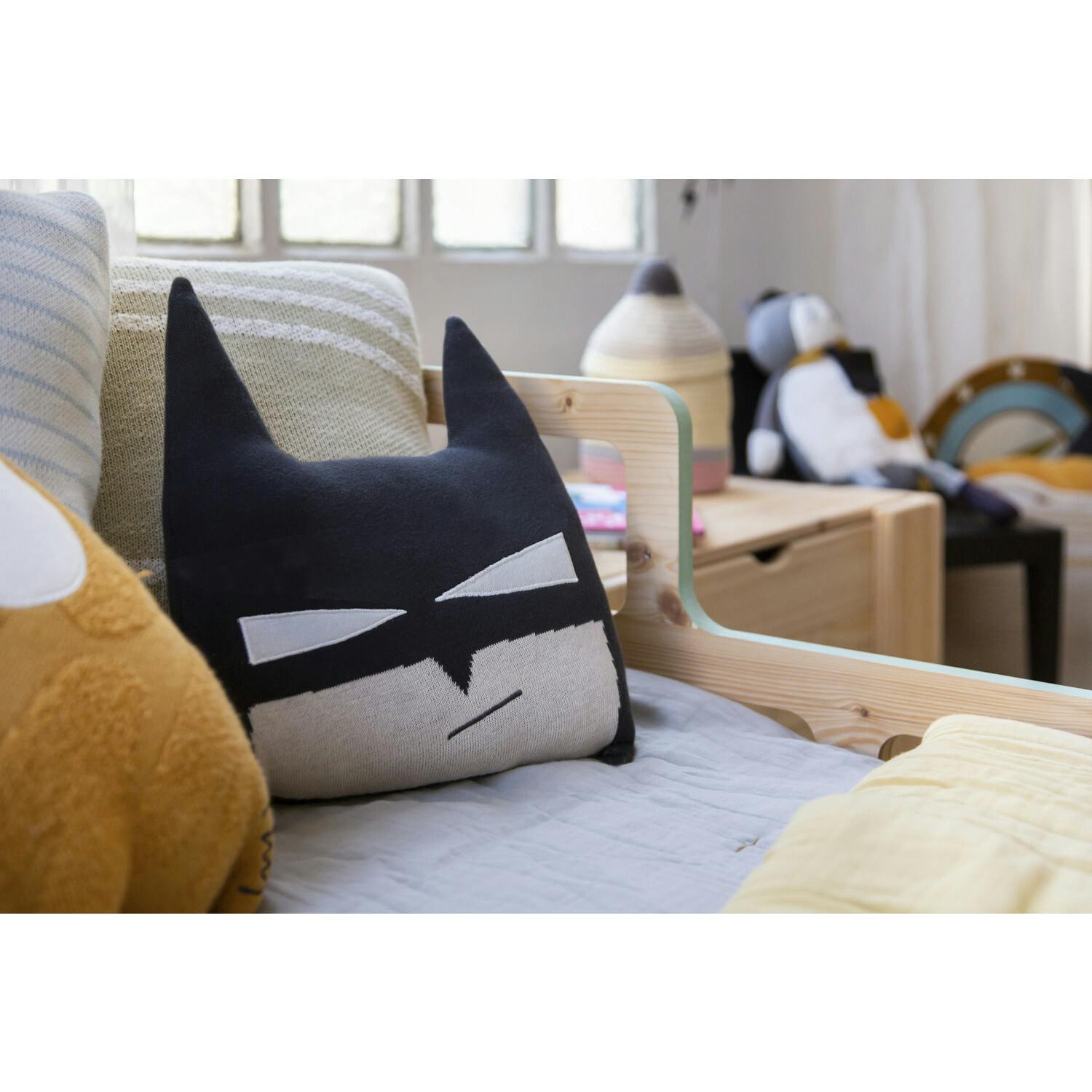 Batboy Knitted Cushion