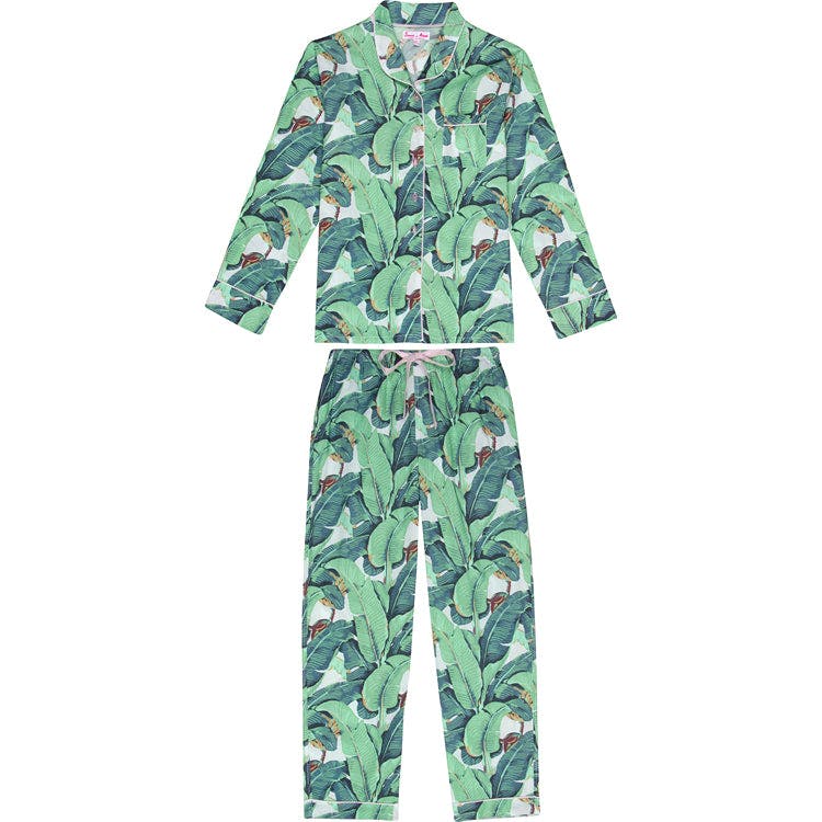 Women's Martinique® Green Banana Leaf Long PJ Set - Organic Cotton Poplin