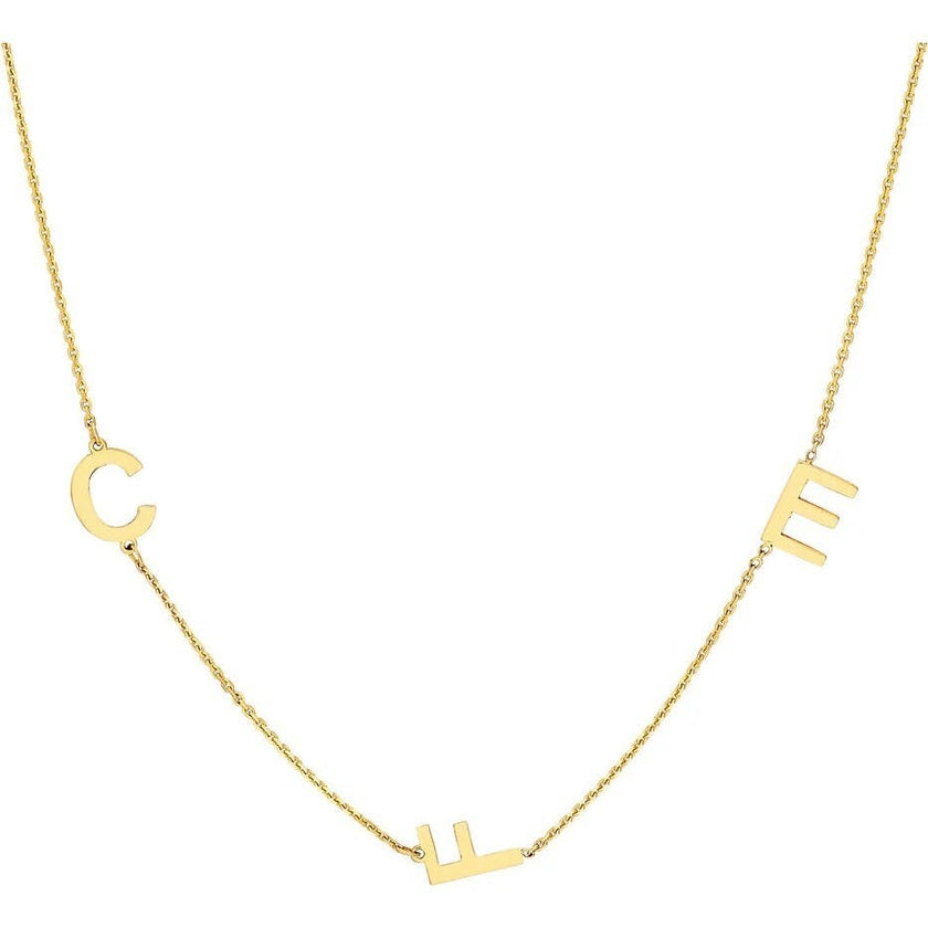 Block Initials Station Necklace