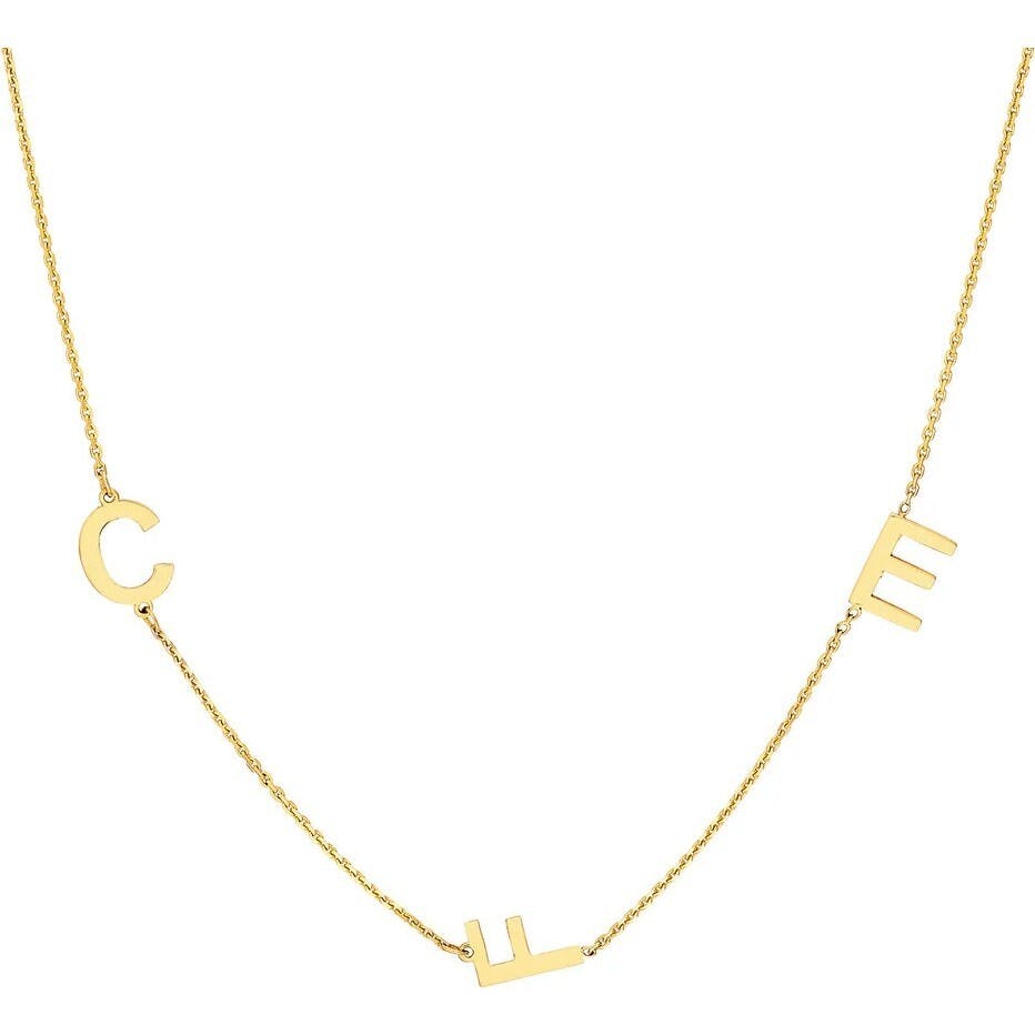 Block Initials Station Necklace
