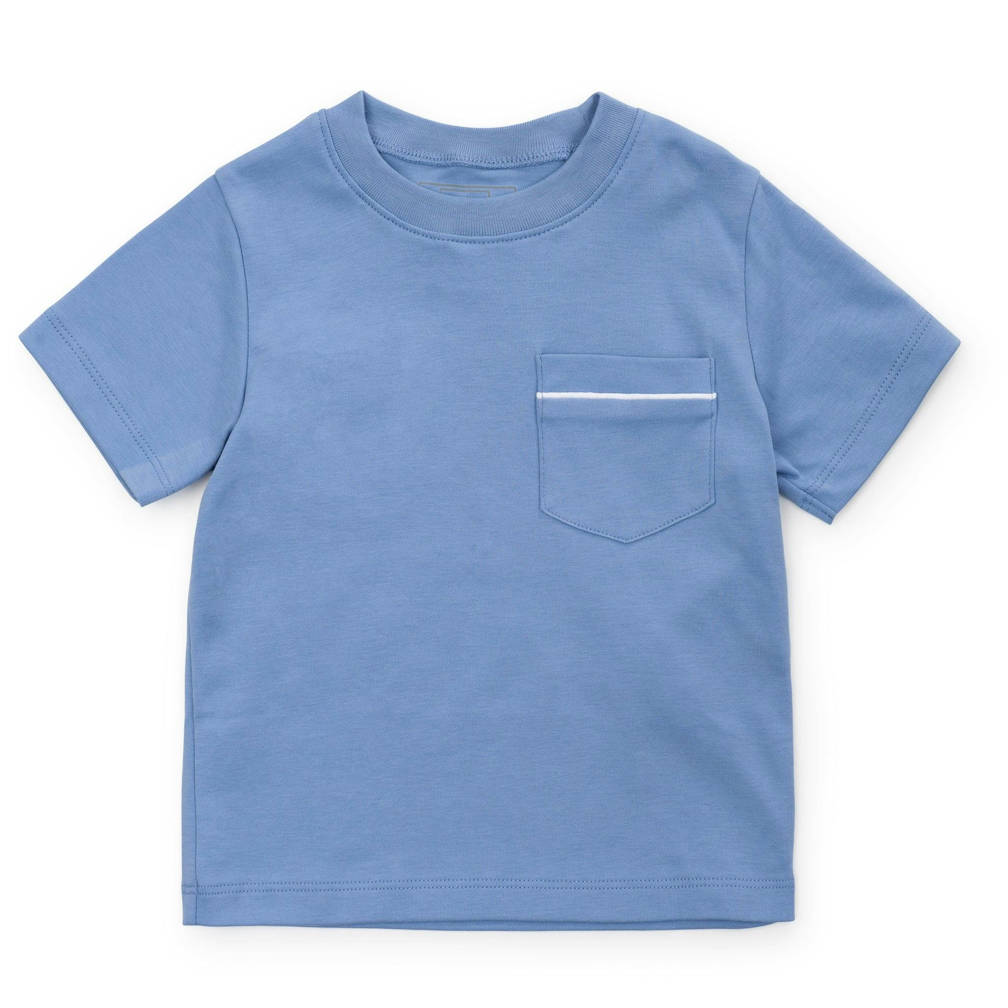 Charles Boys' Pima Cotton Pocket T-shirt - Lake Blue