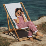 Maroon Check Seersucker Overalls