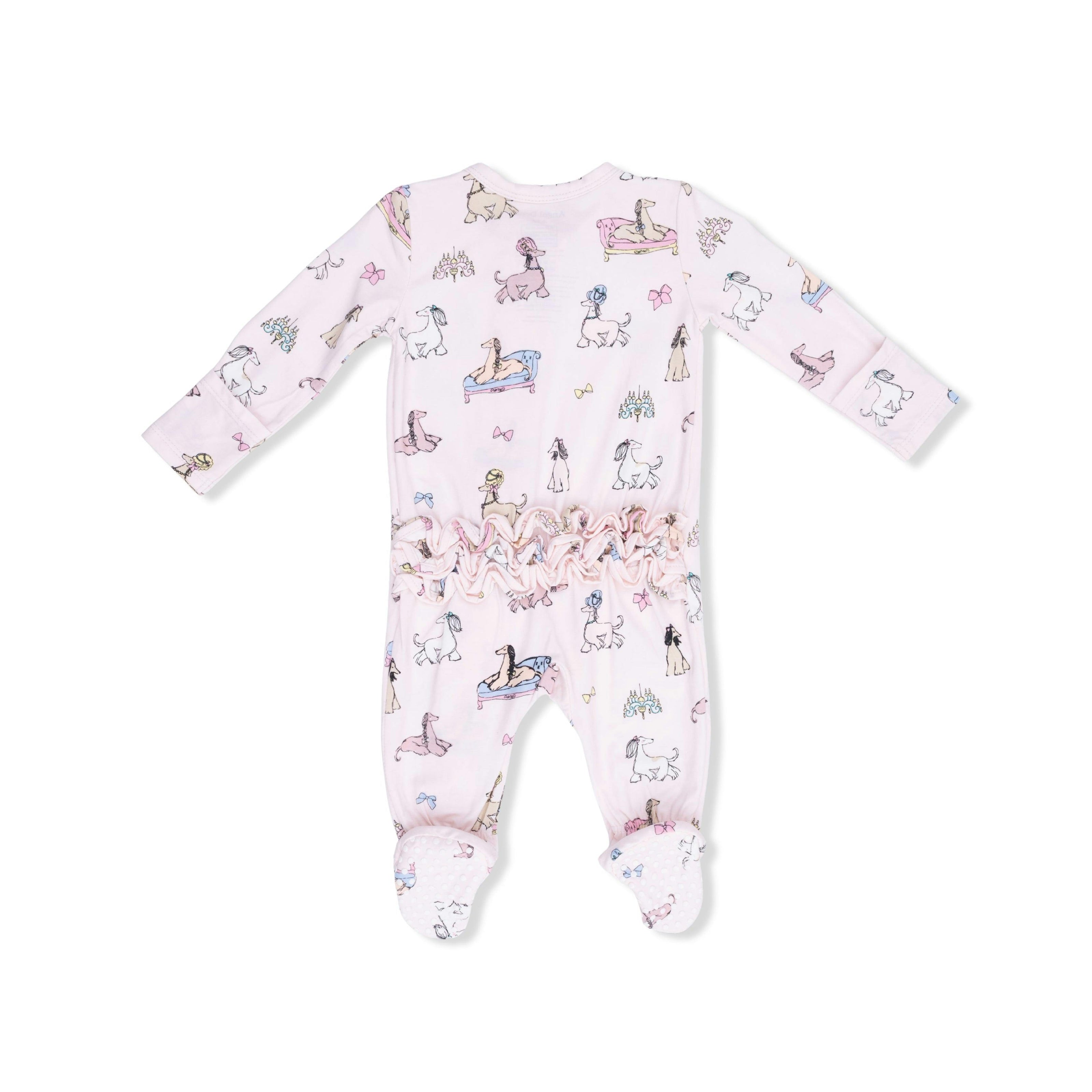 Fancy Hounds with Bows - 2 Way Ruffle Back Zipper Footie