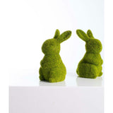 Moss Covered Standing Bunny Rabbits Easter Tabletop Decor - Set of 2