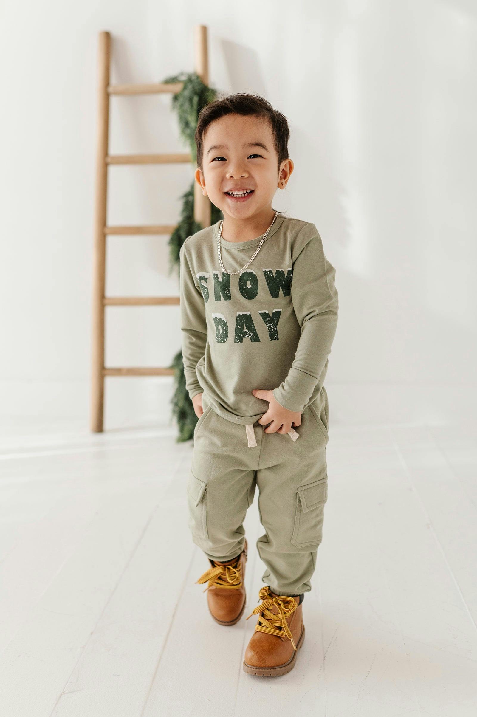 Boys Long Sleeve Tee in Snow Day