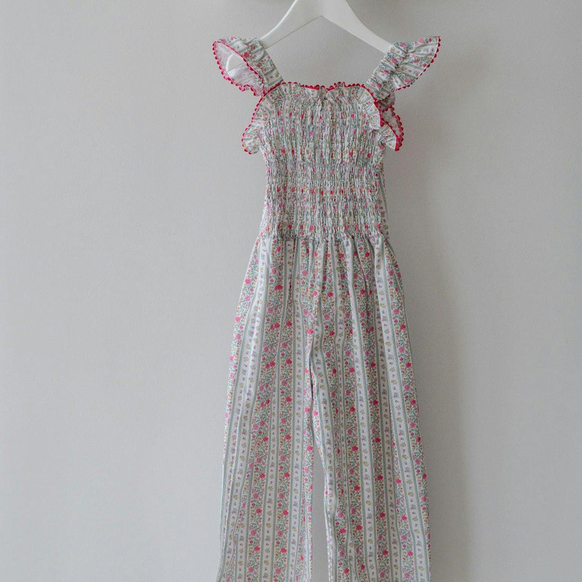 Fuchsia Pink Floral Stripe Maeve Girl Jumpsuit