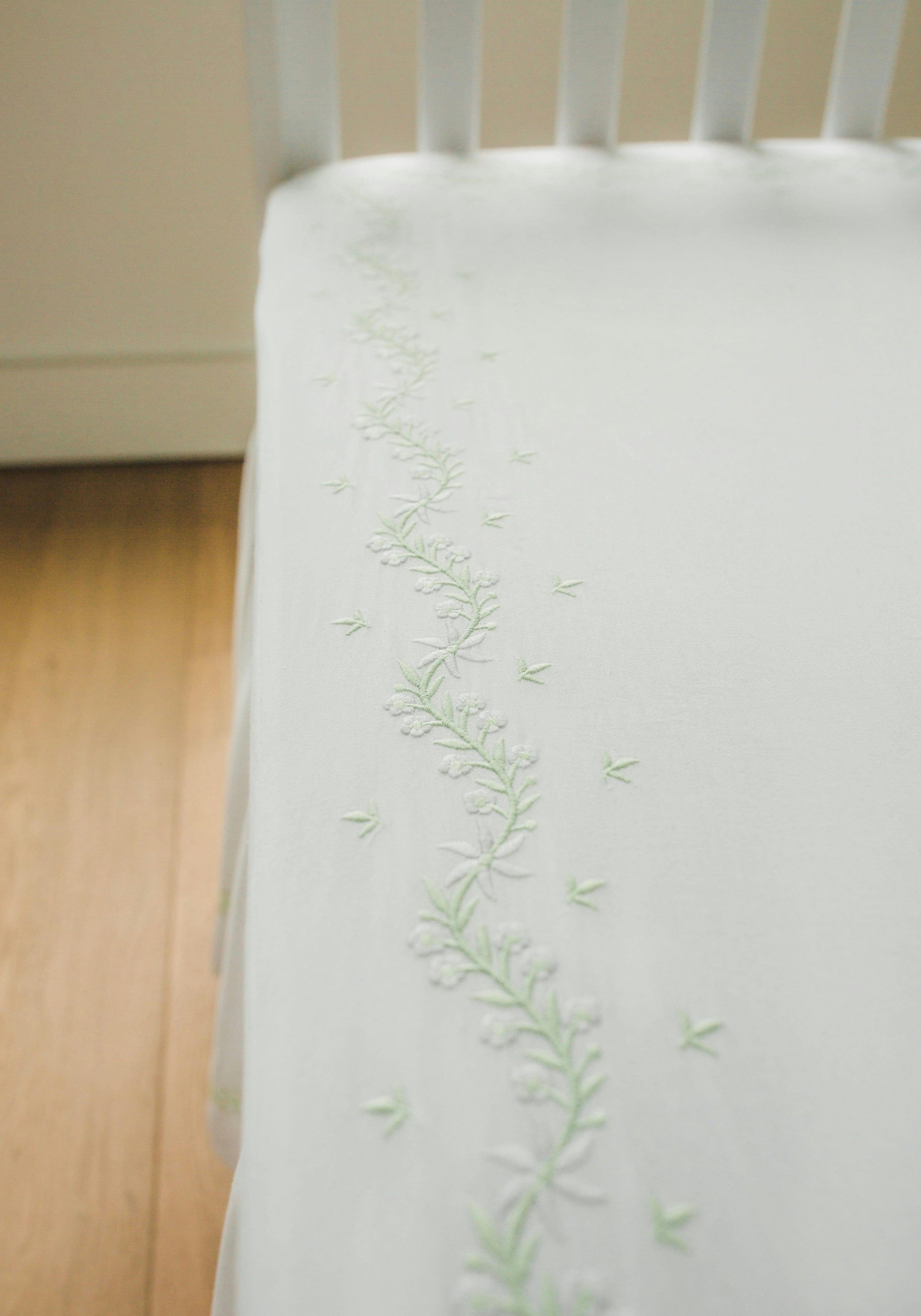 Embroidered Crib Sheet - Meadow