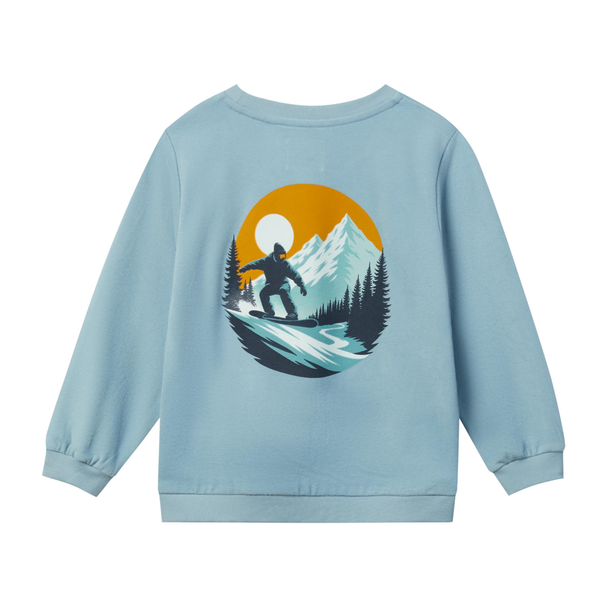 JESTER blue snowboard back print sweatshirt