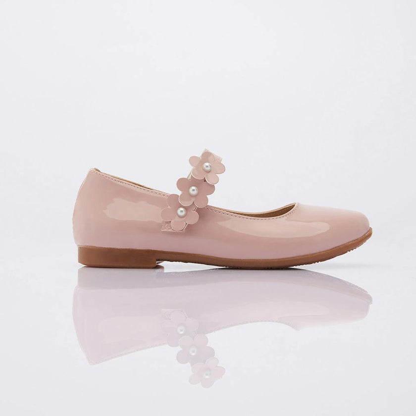 Glossy Pink Flower Flats