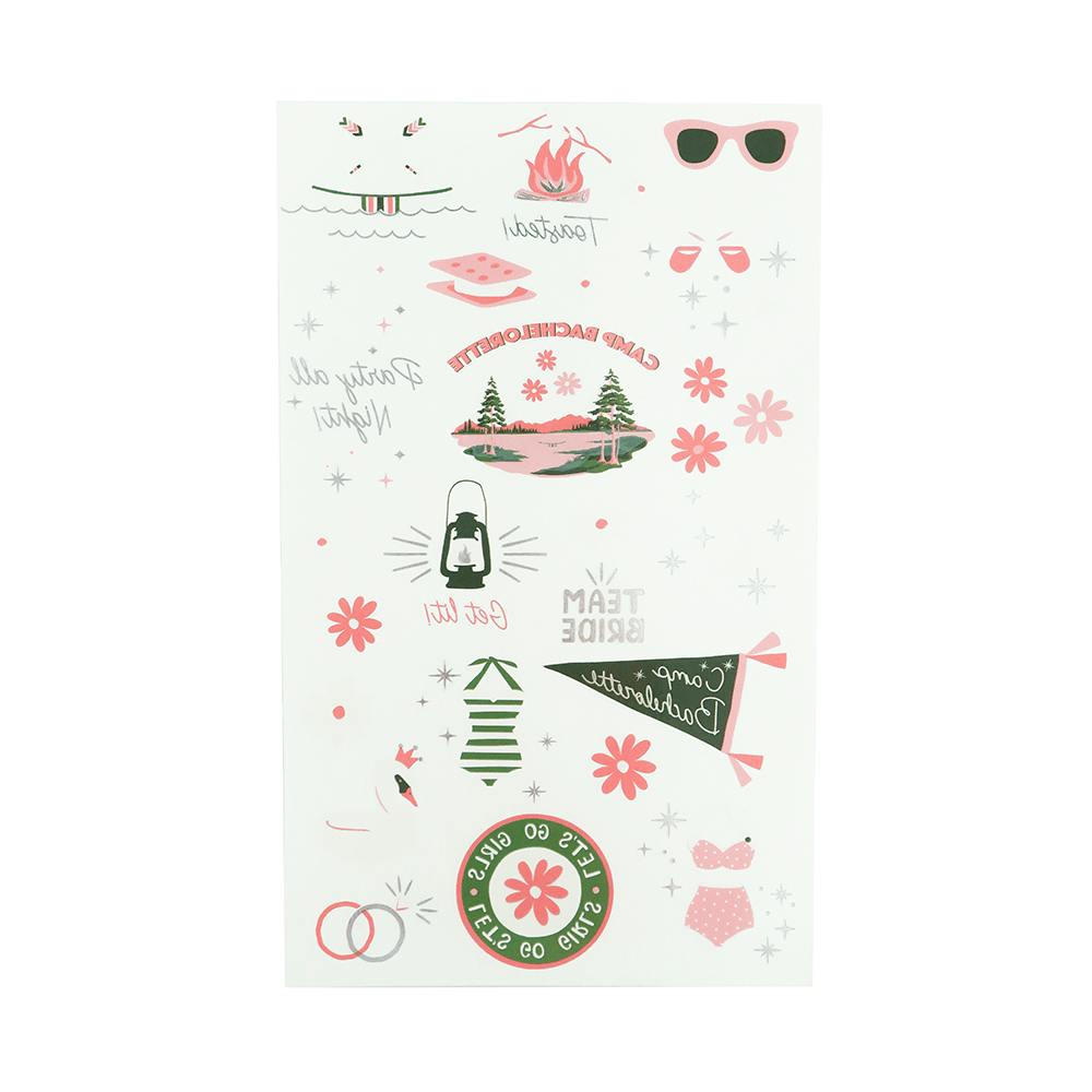 Camp Bachelorette  Party Pack Tattoo Sheets - Party Pack of 20