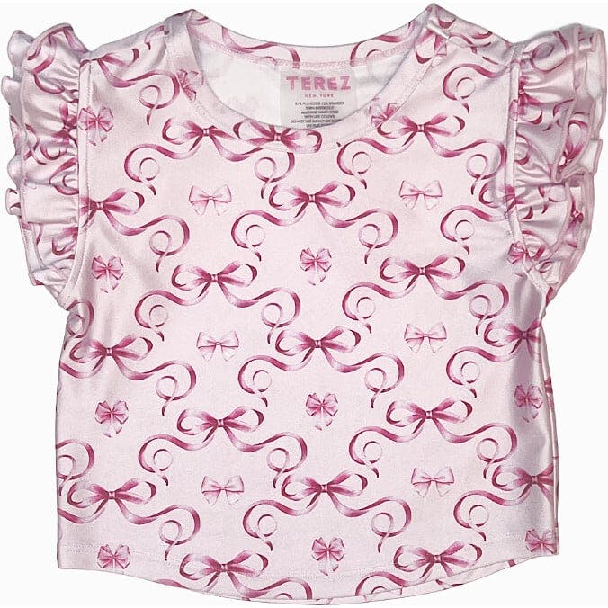 Girls Hi-Shine Ruffle Short Sleeve Crop Top