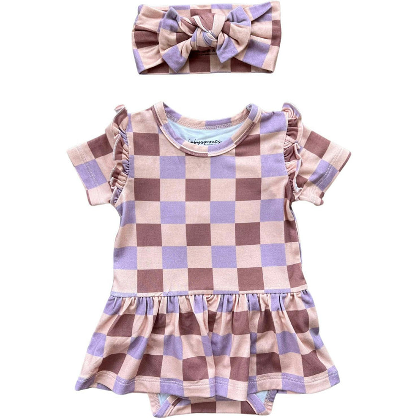 Baby Bodysuit Dress Set Patriotic Ribbon
