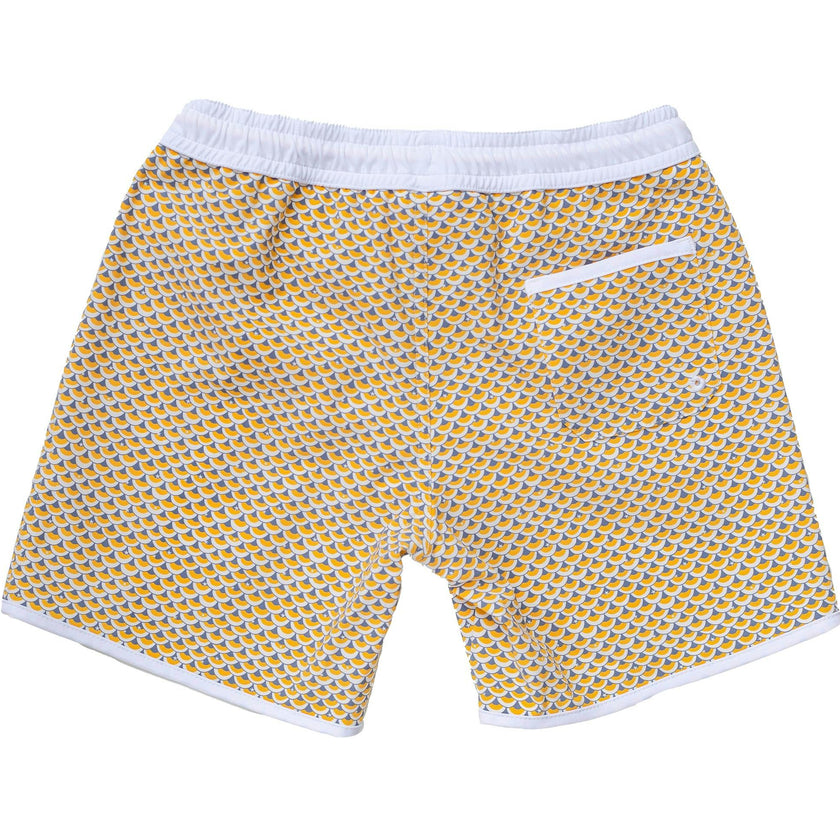 Swimshort Tommaso - Scales print mango yellow and pebble