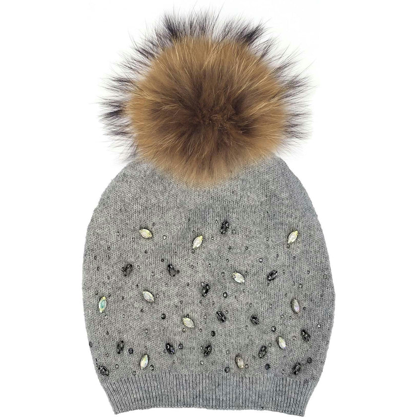 Rhinestone Embellished Hat (Snap On Pom Sold Separately)