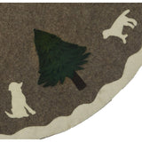 Handmade Christmas Tree Skirt in Hand Felted Wool - Dogs with Trees on Gray- 72"