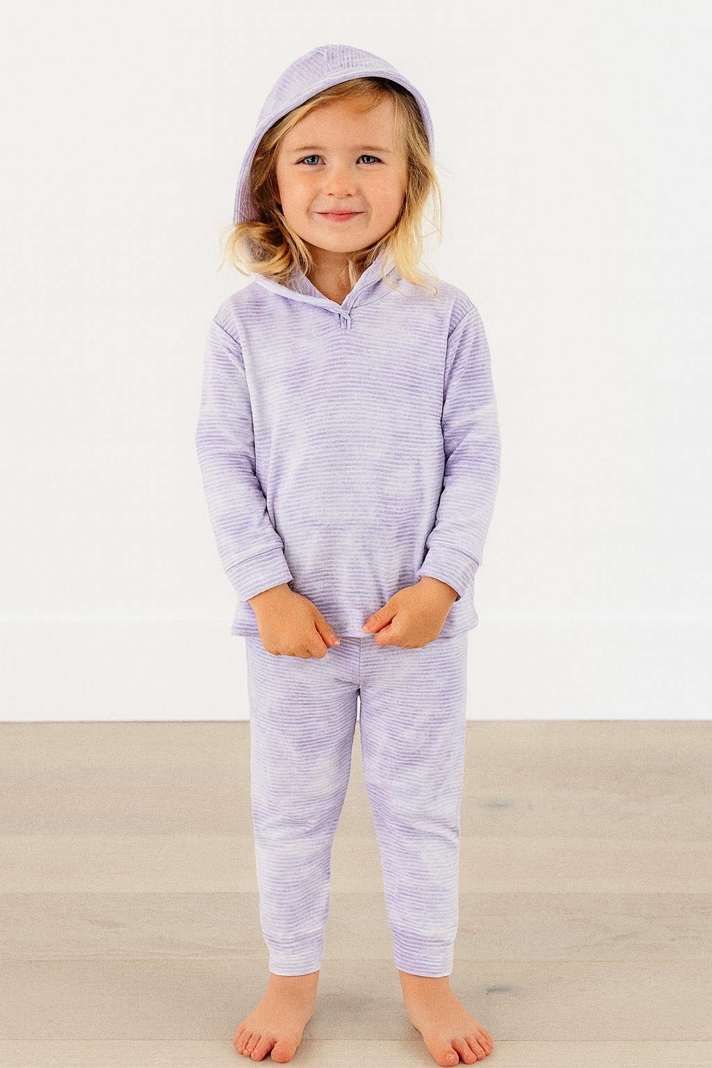 Stripe Marble Rib Hoodie and Legging Set