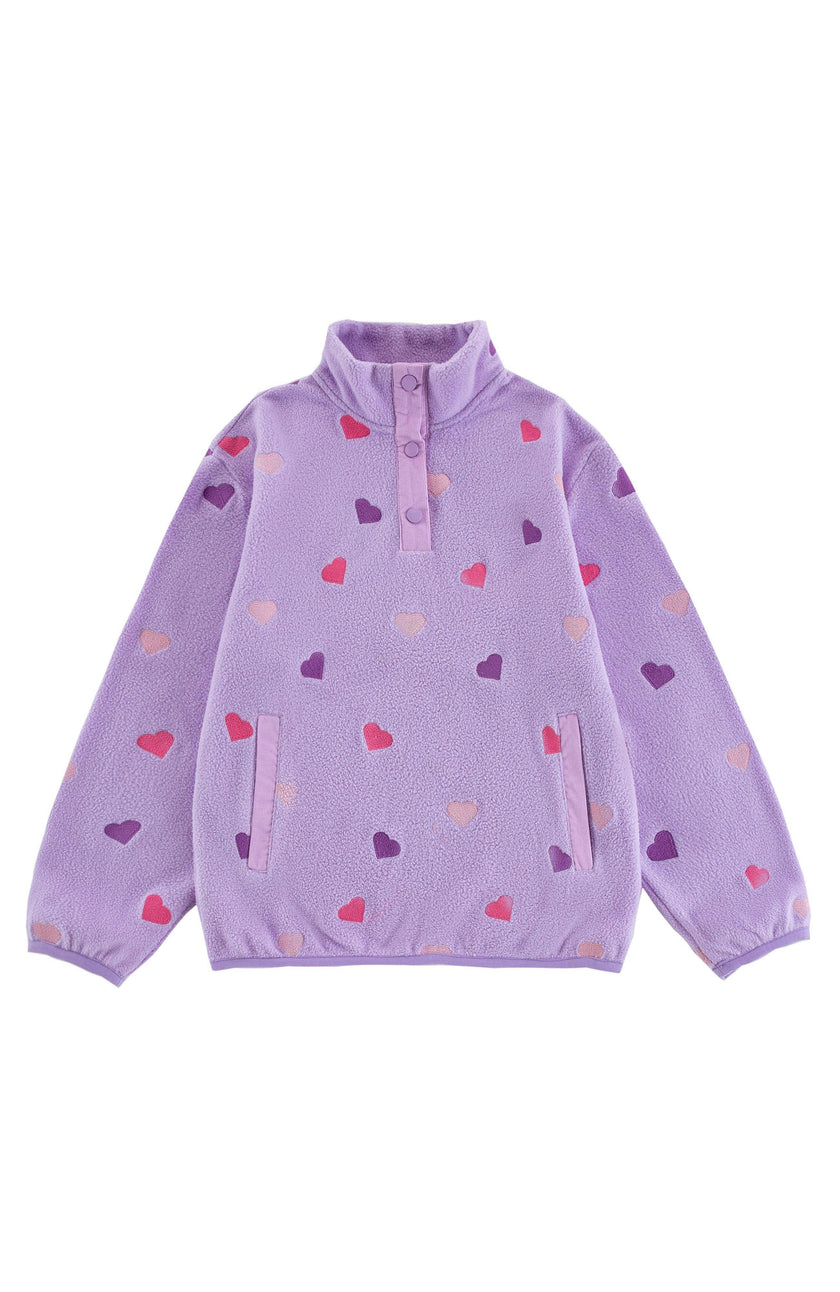 Embroidered Pull Over Polar Fleece, Purple Heart
