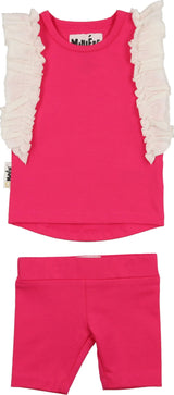 Ruffle Sleeve Short Set