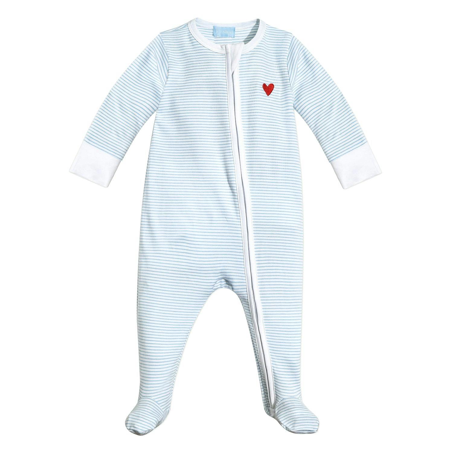 Harbor Stripe Zip Baby Onesie in Light Blue Stripe