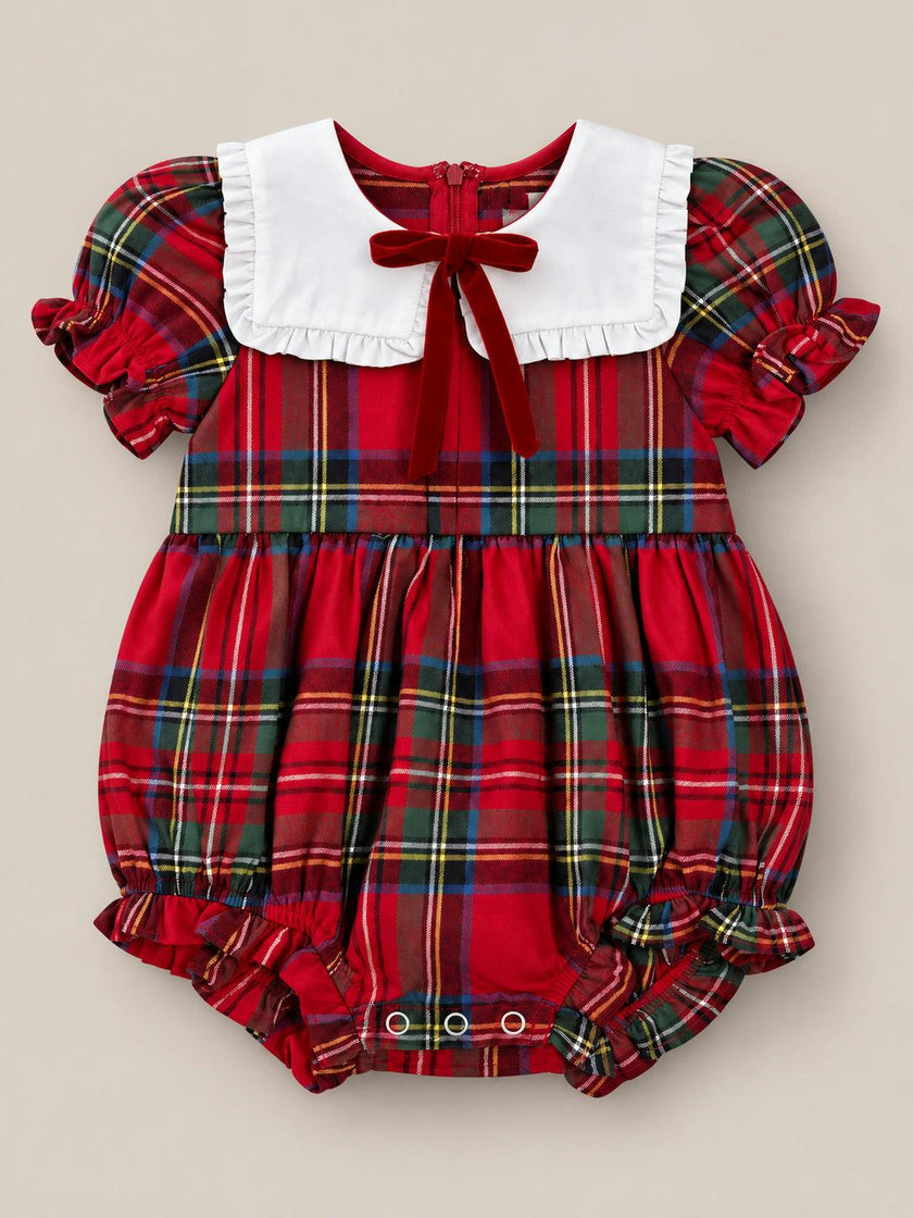 Baby Emery Romper in Holiday Plaid
