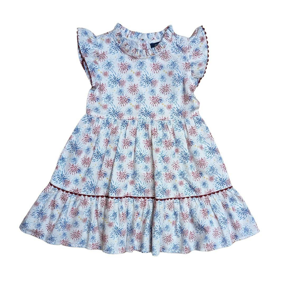 Fireworks Ruffle Dress, Multi