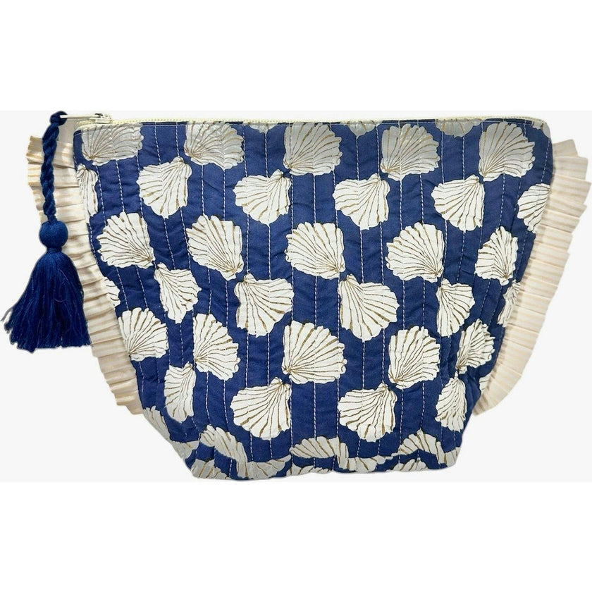 La Plage Ruffle Pouch Shell Beach Navy
