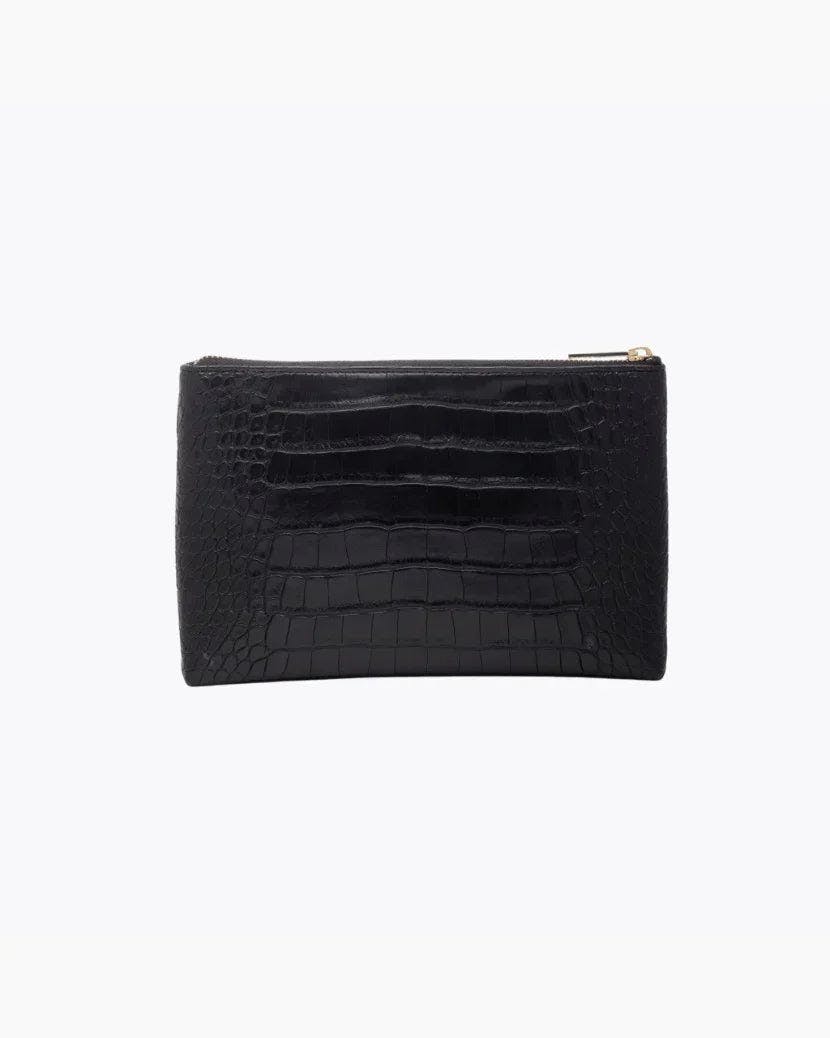 Insulated Small Snack Pouch, Black Croc