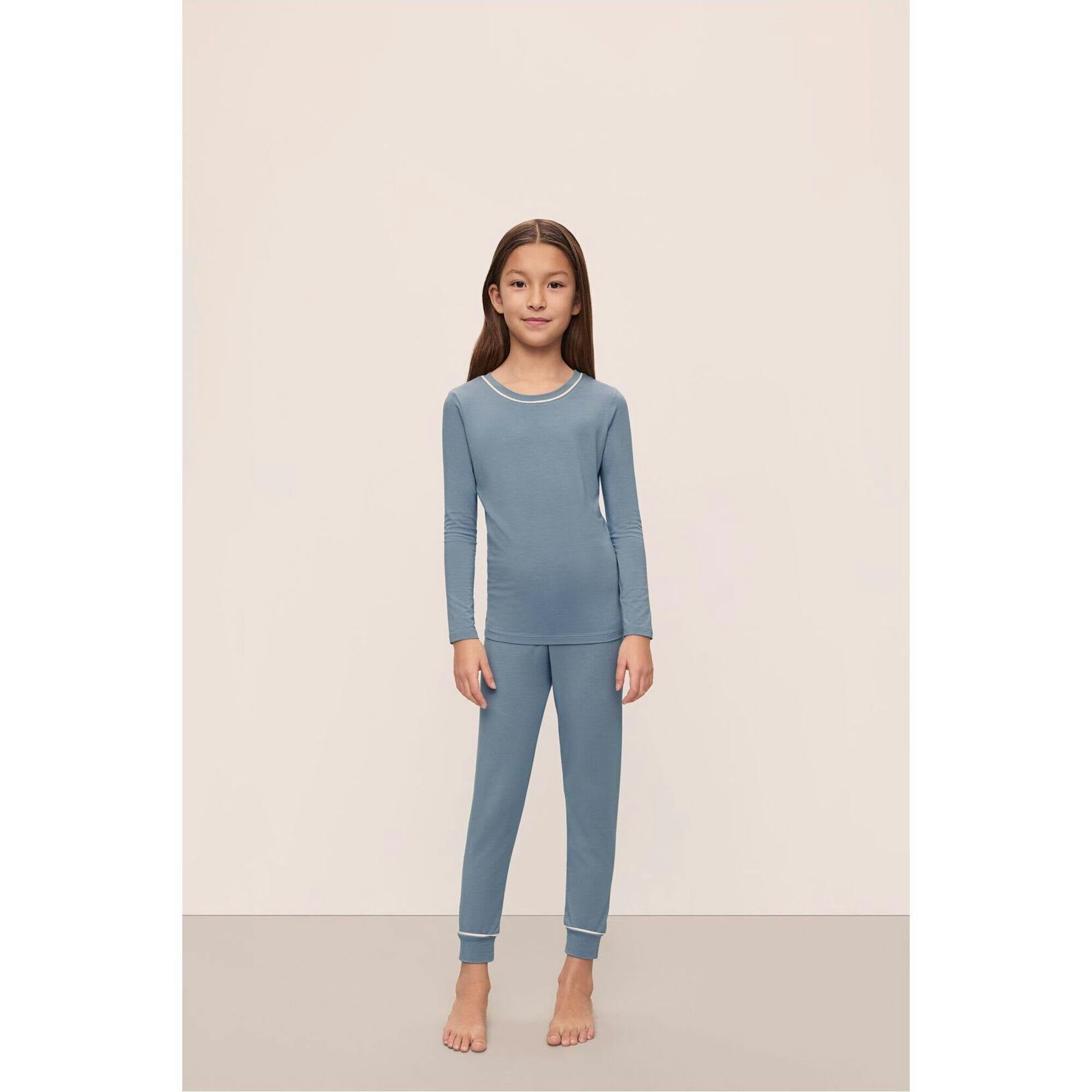Kids TENCEL Modal Unisex Long PJ Set, Blue