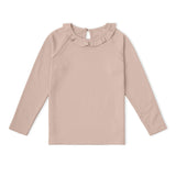 Organic Ruffle Neck Top - Dusty Rose