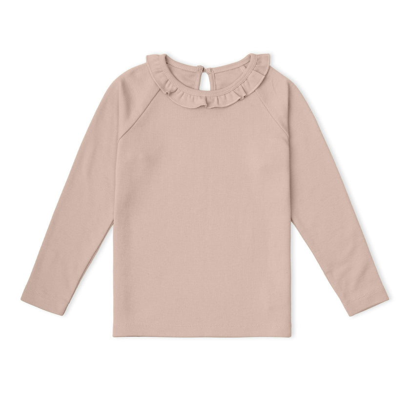 Organic Ruffle Neck Top - Dusty Rose
