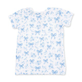 Blue Bows and Flowers - Short Sleeve Loungewear Set