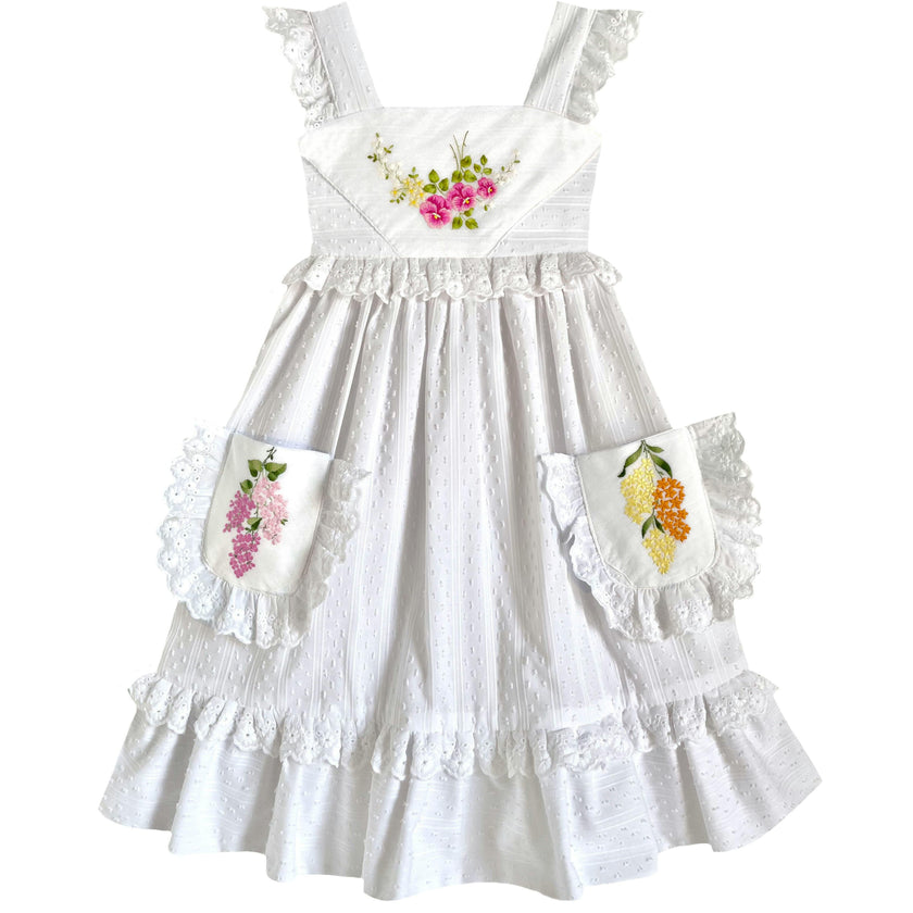 6y Heirloom Handkerchief Dress - Pink & Yellow Florals