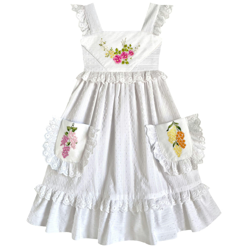6y Heirloom Handkerchief Dress - Pink & Yellow Florals