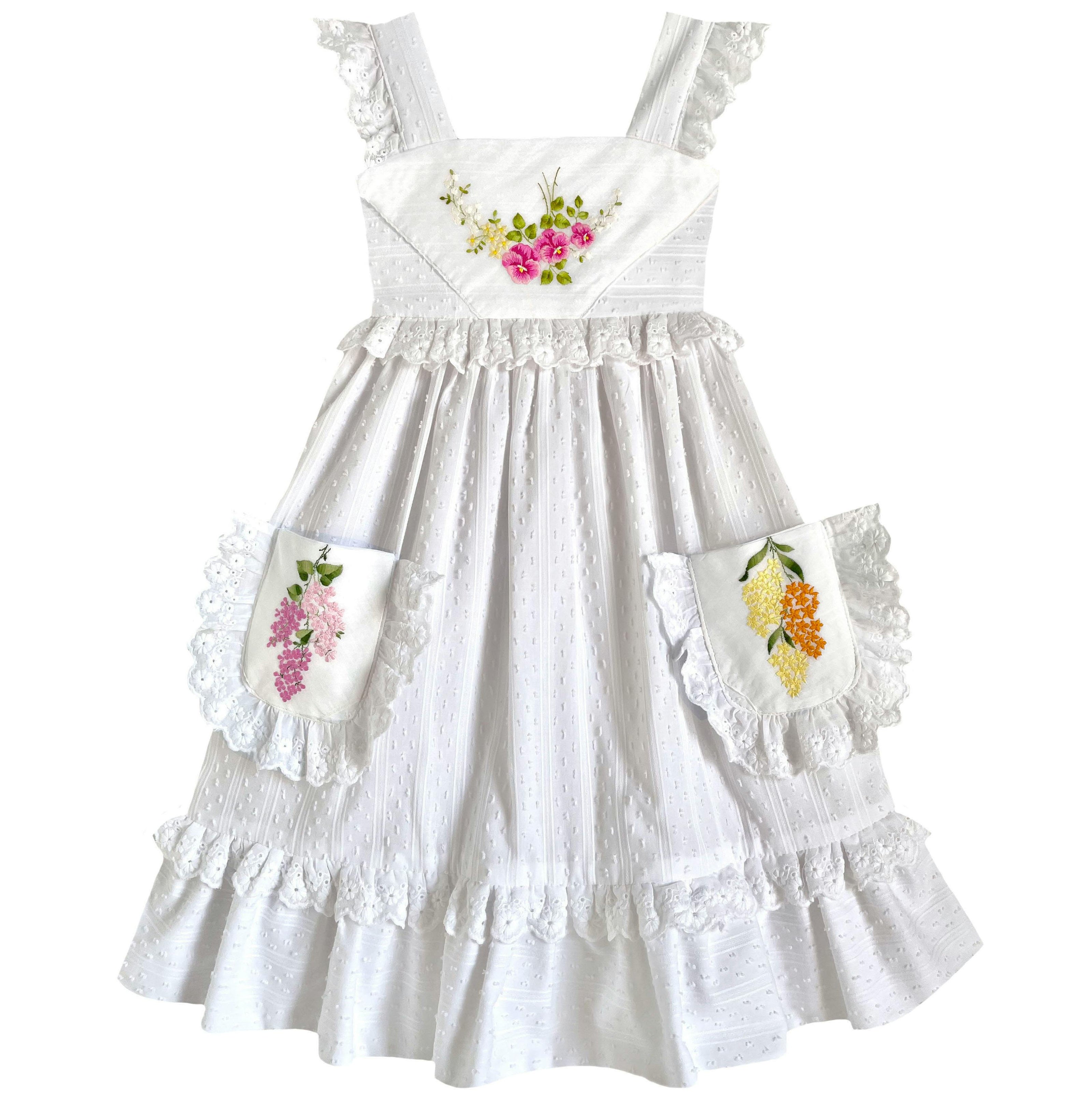 6y Heirloom Handkerchief Dress - Pink & Yellow Florals