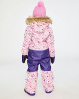 Kids One Piece Play Snowsuit Pink Mini Flower Print