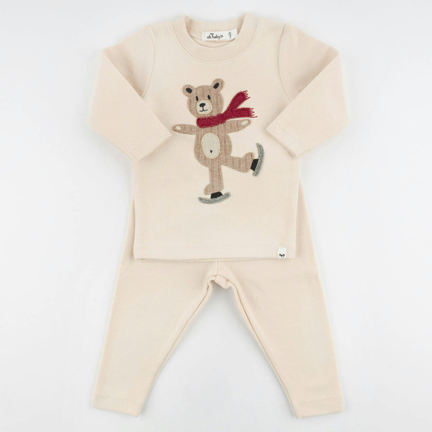 Iceskating Bear Baby Rib 2pc Set