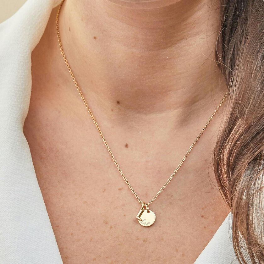 Personalized Mini Alphabet Necklace, 14k Gold Plated