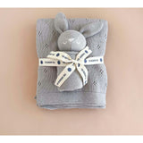 Pique Blanket and Bunny Lovey Gift Set - Cream