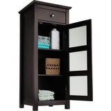 Chesterfield Wooden Floor Cabinet with Waffle Glass Door and Drawer