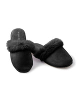Women's Faux Fur Trim Slipper in Black