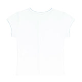 women's white pointelle short sleeve cardigan