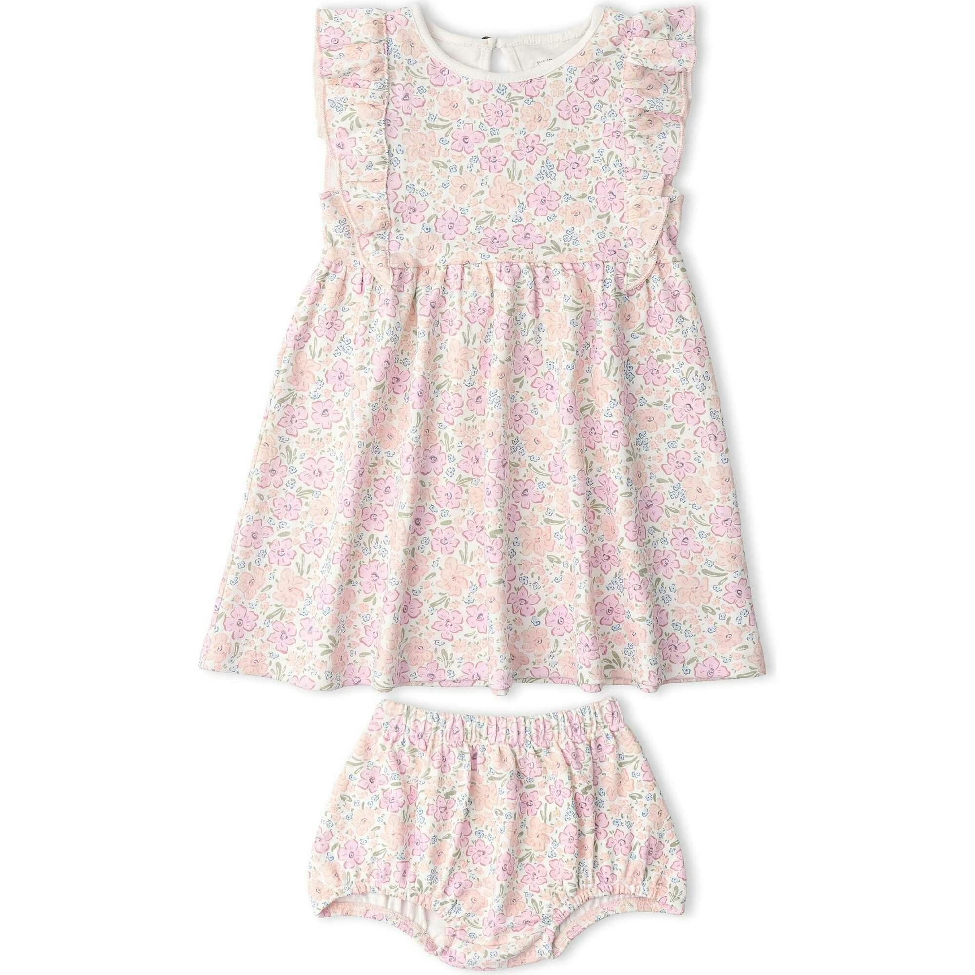 Organic Flutter Dress - Peony